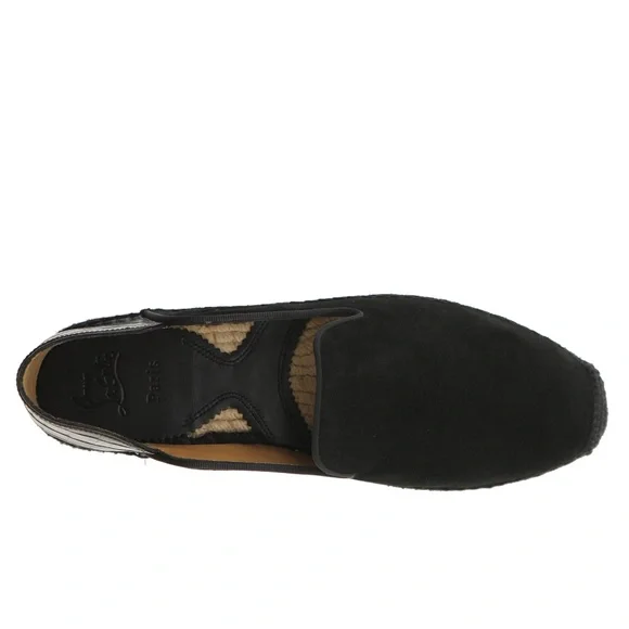 Christian Louboutin Varsi Espadrilles Black Suede Leather Size 12 US New